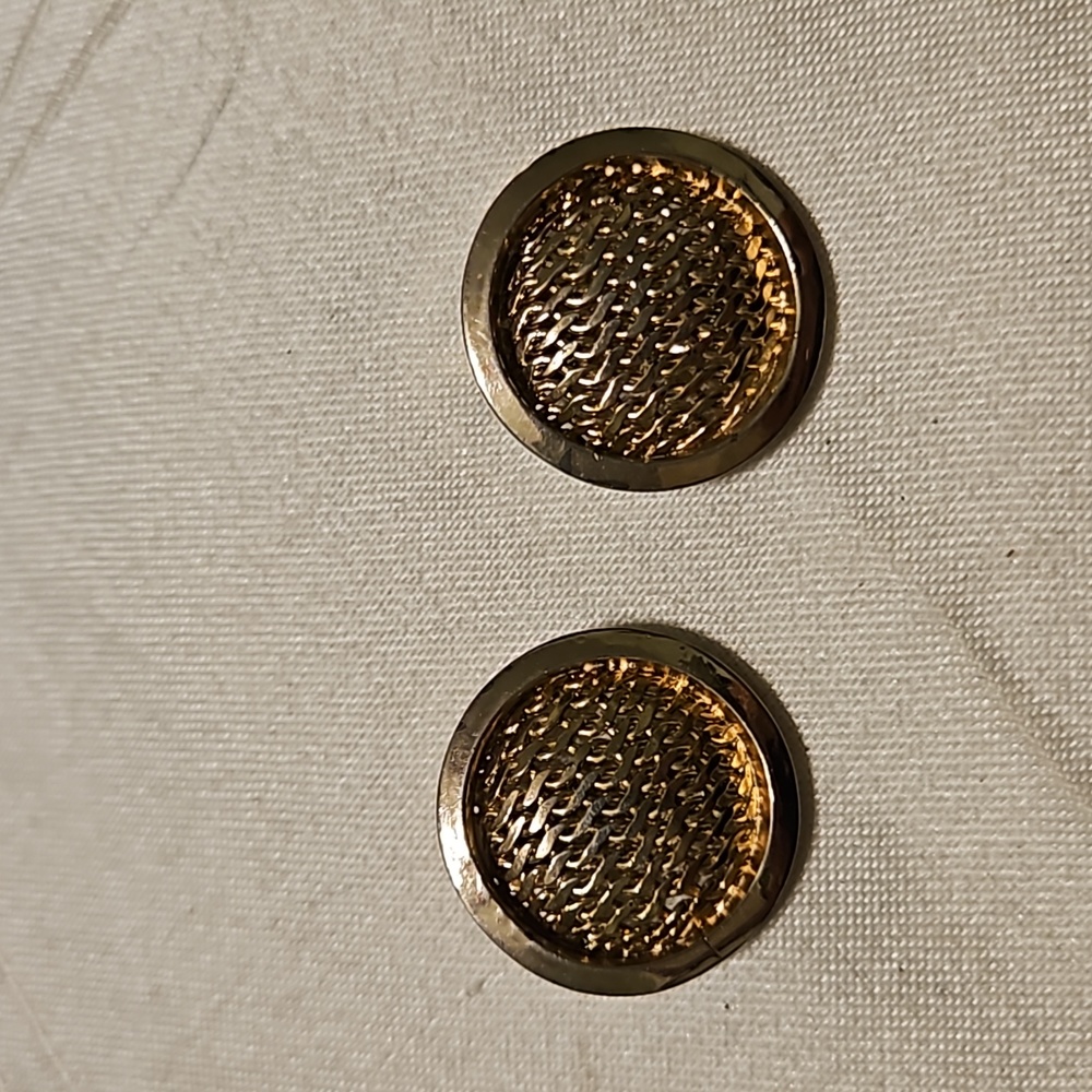 Vintage Bergere 1950s Mesh Circle Gold-tone Clip Earrings
